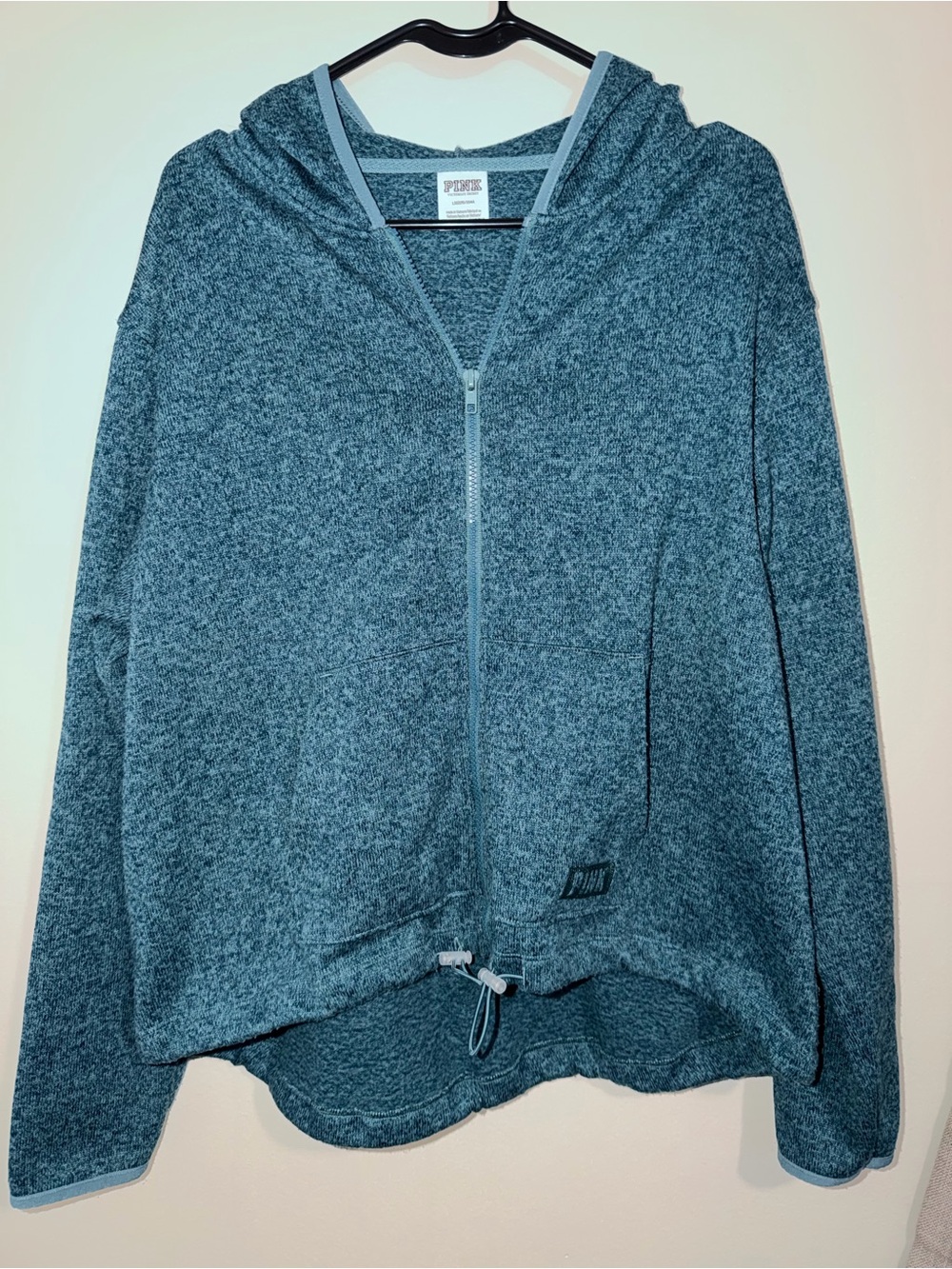 PINK Victoria's Secret Fleece Zip-Up Hoodie - Heather Teal - Picture 1 of 1